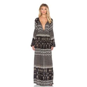 Revolve Raga Enchanted Floral Remington Plunge Gauze Maxi Dress S